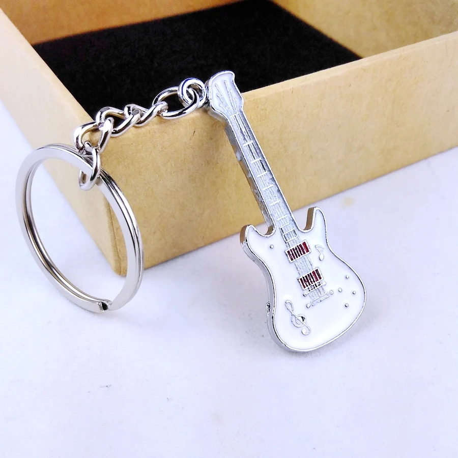 2016 new unique cool cute metal guitar key chain ring keychain novelty
