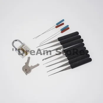 

Transparent Visible Pick Cutaway Practice Padlock Lock With Broken Key Removing Hooks Lock Extractor Set Locksmith Tool
