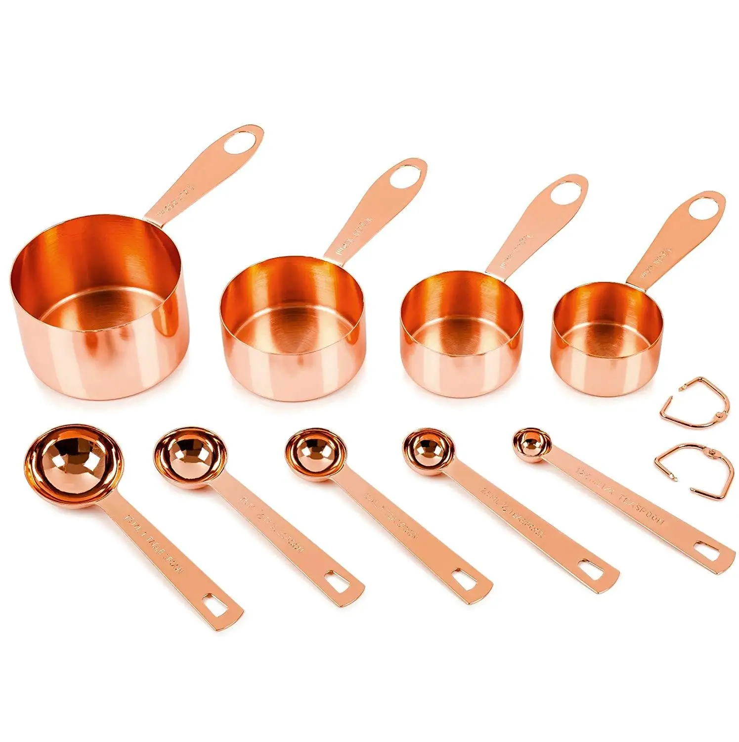 

2019 Set of 9 Copper Measuring Cups and Spoons , EXTRA STURDY Copper-Plated Top-Quality Stainless Steel