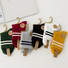 Высокое качество, 1 пара, унисекс, полосатые женские носки, дышащие хлопковые носки для скейтборда, 6 цветов,, женские и мужские удобные носки