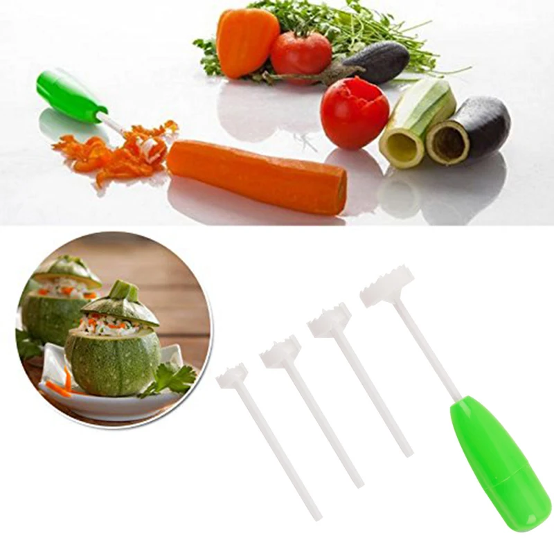4Pcs Vegetable Spiral Cutter Digging Stuffed Vegetables Vege Drill Kitchen Tools 