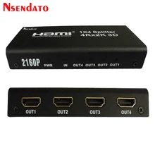 Nesendato HDMI сплиттер 1x4 4 к x 2 к 1 в 4 Выход HDMI коммутатор конвертер с DC адаптер Поддержка 4 к 3D 1080 p для HDTV