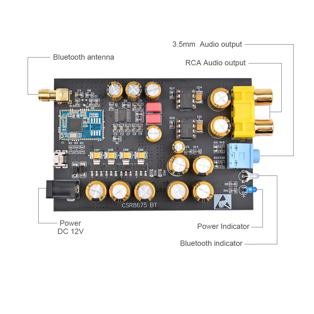 AIYIMA Bluetooth 5,0 CSR8675 приемник декодер плата APTX HD PCM5102 ЦАП 24BIT аудио декодирование DIY Мини усилитель для наушников