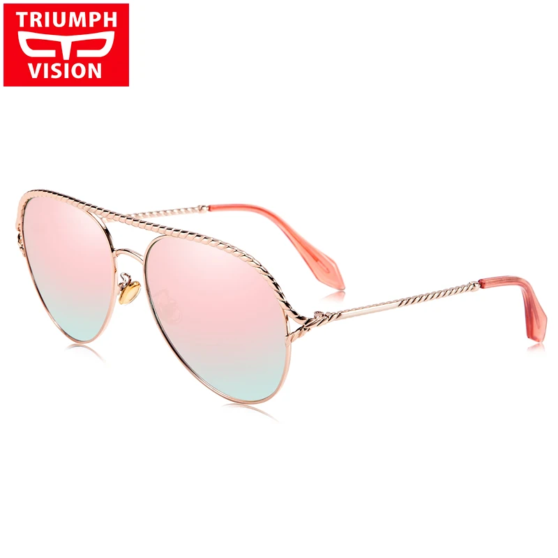 Женские зеркальные очки TRIUMPH VISION спиральные розовые солнцезащитные с