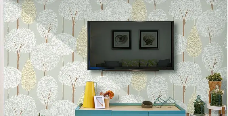 Waliicorners Modern minimalist embossed forest non-woven wallpaper 3D flocking Scandinavian hot forest bedroom video wallpaper 19 QQ20180411234039
