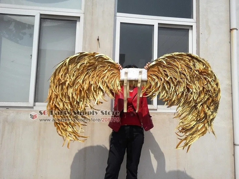 Новое поступление на заказ высокого качества большие размеры Золотые Крылья Ангела из перьев Модель Показать крылья вечерние/даже поставки EMS