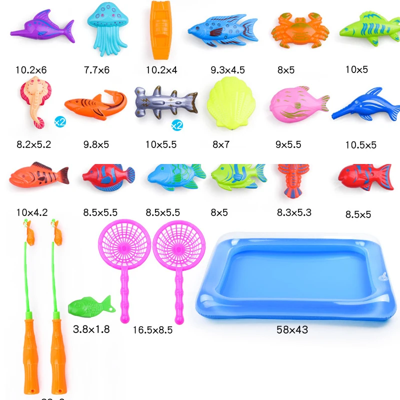 32 шт., 47 шт./лот, магнитная игрушка для рыбалки, надувная удочка для бассейна, набор для детей, детская модель, для игр на открытом воздухе, рыболовная игра, пластиковая игрушка для рыбы