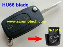 Free Shipping Folding Flip Replacement Car Key Blank Shell 2 Button Remote key Fob Fit For Audi A2 A3 A4 A6 CR1616 Battery Clamp