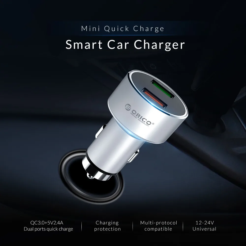 Автомобильное зарядное устройство ORICO QC3.0 30 Вт Max Dual USB для автомобильного