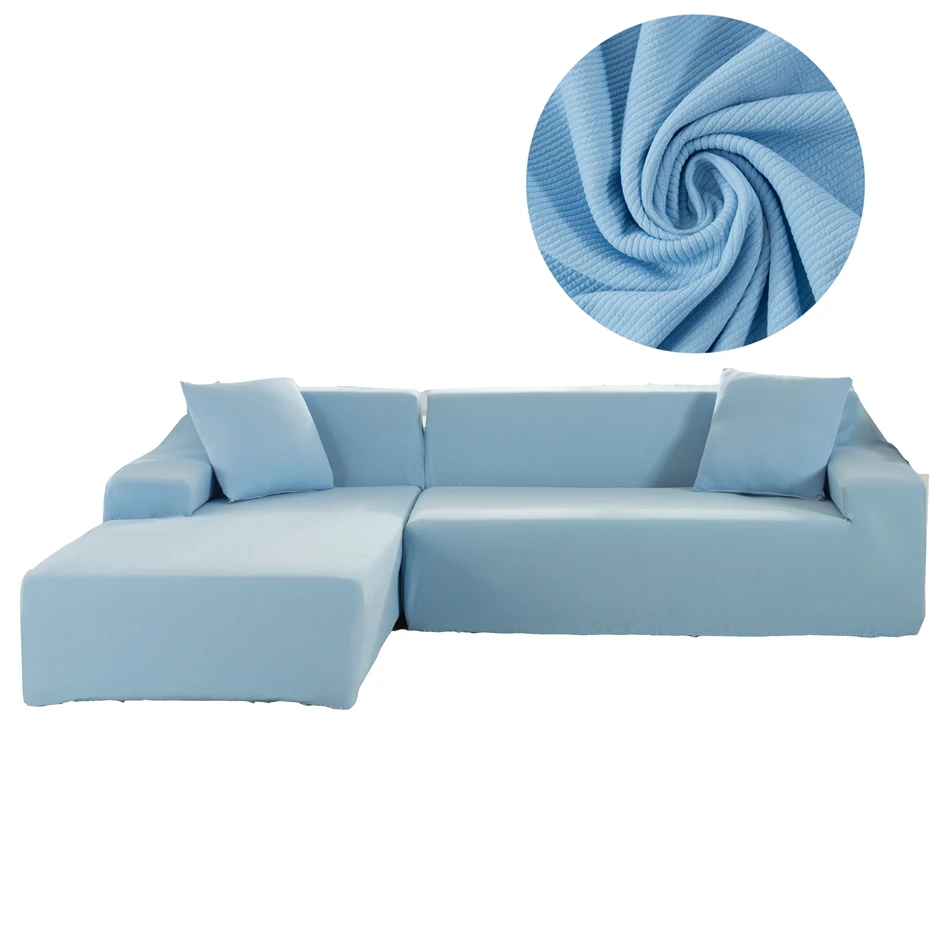 

Light Blue Universal L Shape Sofa Covers For Living Room Home Decoration Sectional Sofa Slipcovers 2PCS Slipcovers For Sofa
