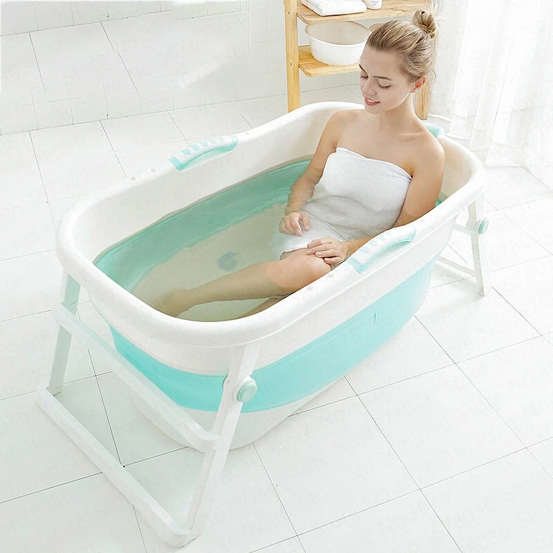 

Large Size Baby Bath Can Sit Lie Newborn Child Bath Barrel Baby Swimming Folding Bath Home Detachable with Lid with Pillow