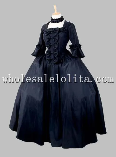 19-й век готический черный Викторианский Эра большое бальное платье сценический костюм