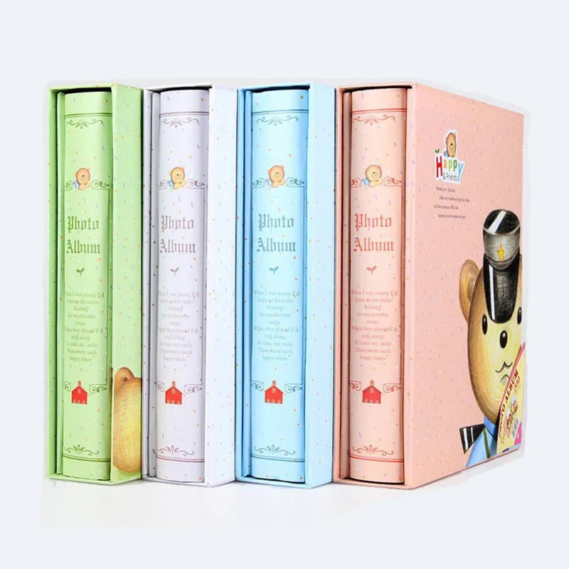 

200 Sheets Teddy Bear Photo Album Scrapbook 6 Inch Interleaf Type Cartoon Classical Candy Color Photo Album Children Gift