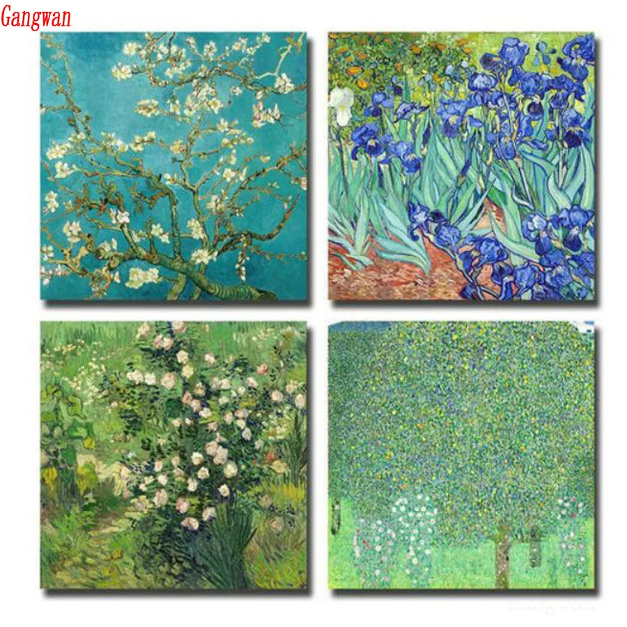 Diamond Embroidery Sale 5D DIY Diamond Painting Full Square round Lavender Mosaic Flowers Picture Of Rhinestone 4 pcs home decor