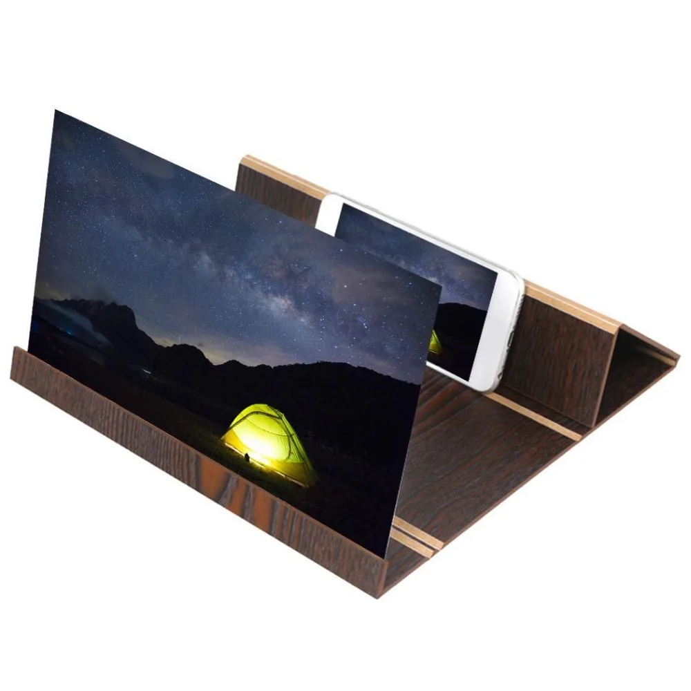 

12 inch wood grain mobile phone screen amplifier lazy folding bracket wood grain amplifier lens HD screen amplifier