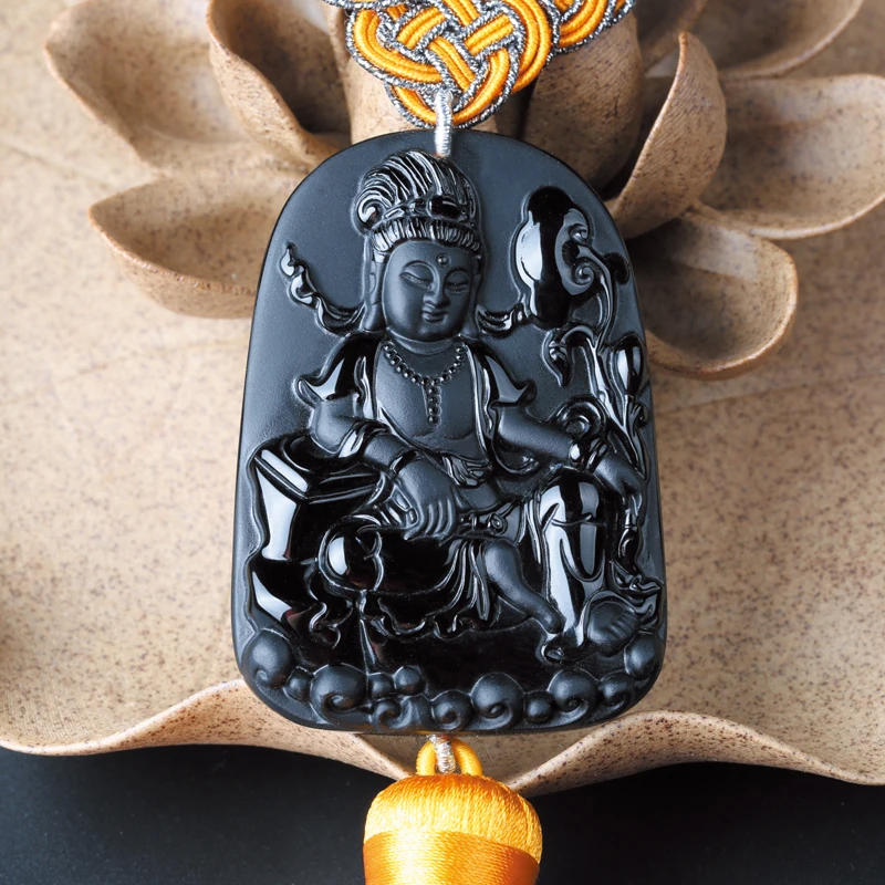 

Belwide Wujin natural Obsidian Guanyin pendant Ruyi Guanyin Guanyin pendant light vehicle