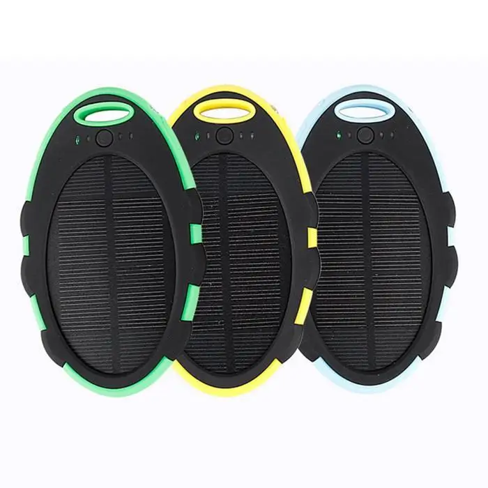 

8000mAh Portable Solar Power Bank USB LED Flashlight External Battery Mobile Solar Power Bank Waterproof With Hook Outdoor Black
