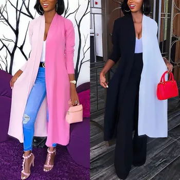 

Fashion Long Coat Women Loose Cardigan Jacket Patchwork Coats Ladies Draped Tops Autumn Long Sleeve Loose Jackets