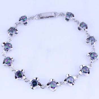 

Love Monologue Charm Mystic Crystal Flower Silver Color Link Bracelets Chain Length 20CM B0070 Free Jewelry Bag