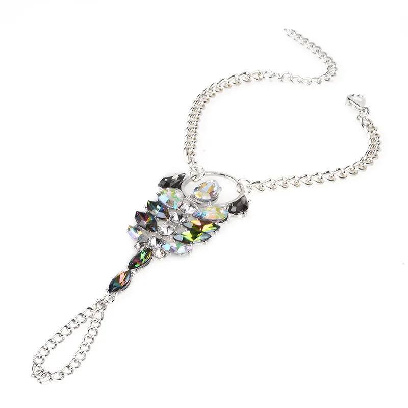 

Fashion Colorful Rhinestone Charm Chain Bohemian mermaid Statement Crystal Bib Anklets Summer Bracelet for Women