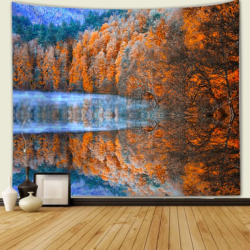 

Beautiful Night forest snow mountain scenery Wall Tapestry Home Decorations Wall Hanging Forest Tapestries Wall Tapestries Decor