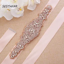 Стразы свадебный пояс рука поднялась золотой бисер пояс невесты Лента Свадебная со стразами для свадьбы вечернее платье J124RG