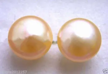 

10-11MM AAA GENUINE PINK PEARL FLAT ROUND 925 STERLING SILVER STUD EARRINGS