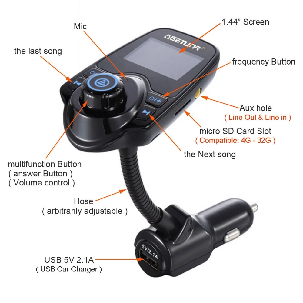 XCGaoon T10 Bluetooth автомобильный комплект гарнитуры FM передатчик AUX Автомобильный MP3