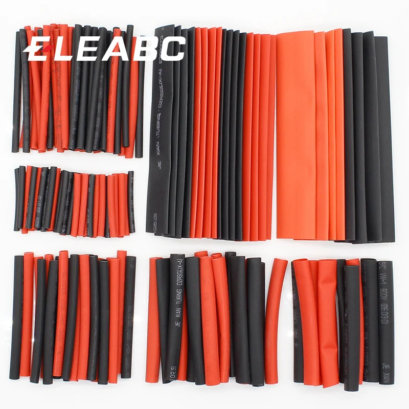 

150 PCS 7.28m Black And Red 2:1 Assortment Heat Shrink Tubing Tube Car Cable Sleeving Wrap Wire Kit