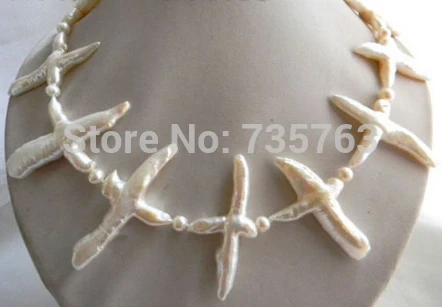 

HOT 0015285 60mmx30mm White Baroque Round Freshwater Pearl Necklace
