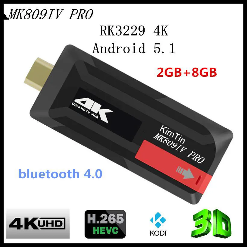 KimTin K809IV PRO TV Dongle Rockchip RK3229 Quad Core Cpu Penta-core ARM Android 5.1 RAM 2GB ROM 8GB Bluetooth 4K H.265 TV Stick