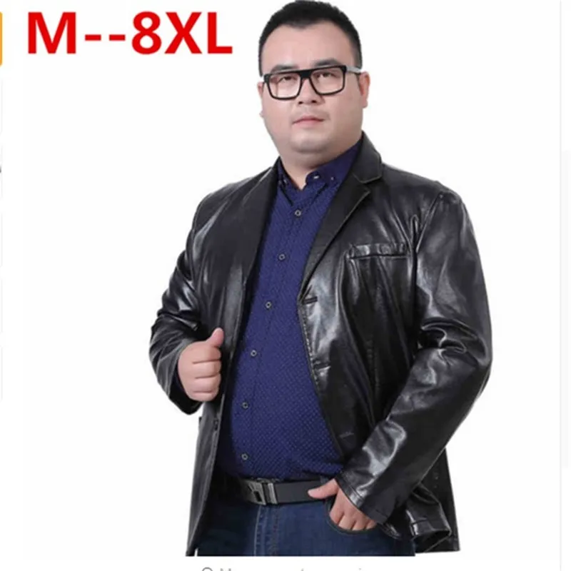 Мужские кожаные куртки 10XL 8XL 6XL модное свободное однотонное пальто из