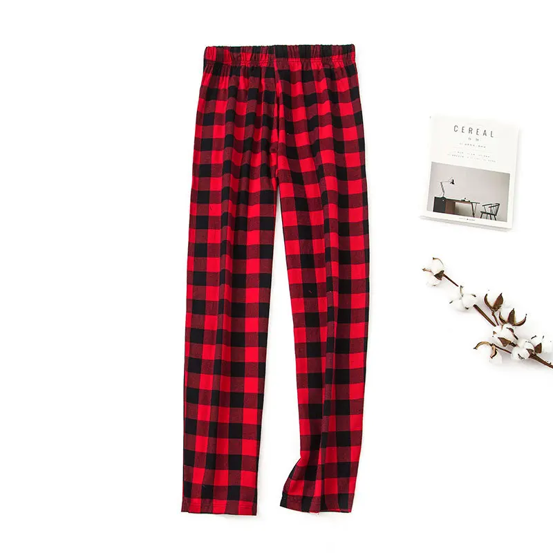 Осенняя мужская пижама из хлопка для сна, мужские брюки размера плюс, одежда для сна, пижама для мужчин, повседневные свободные клетчатые Пижамные штаны