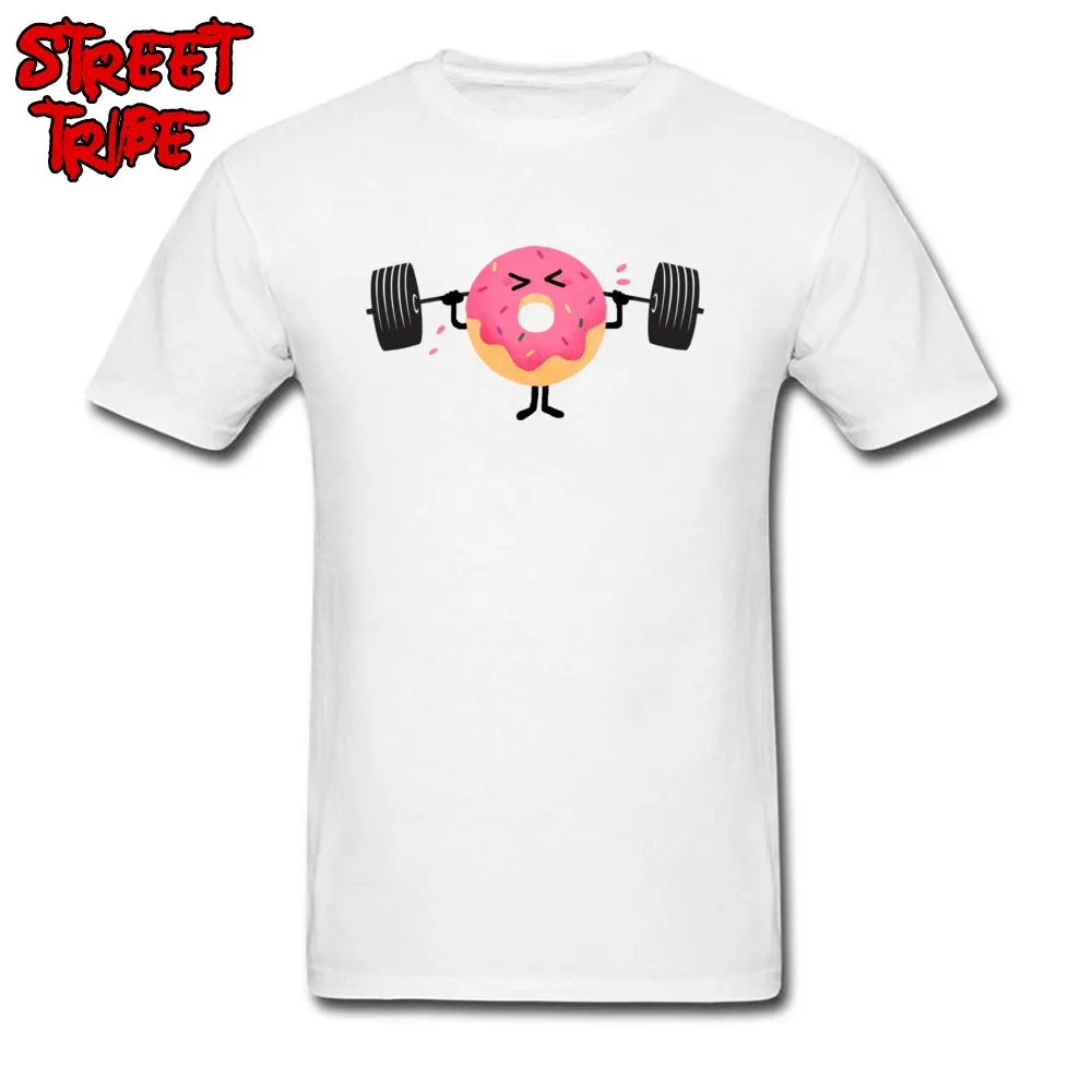 Donut Fitness Tops & Tees Fashion O Neck Printed On Short Sleeve 100% Cotton Man T Shirt Classic T Shirt Top Quality Donut Fitness white