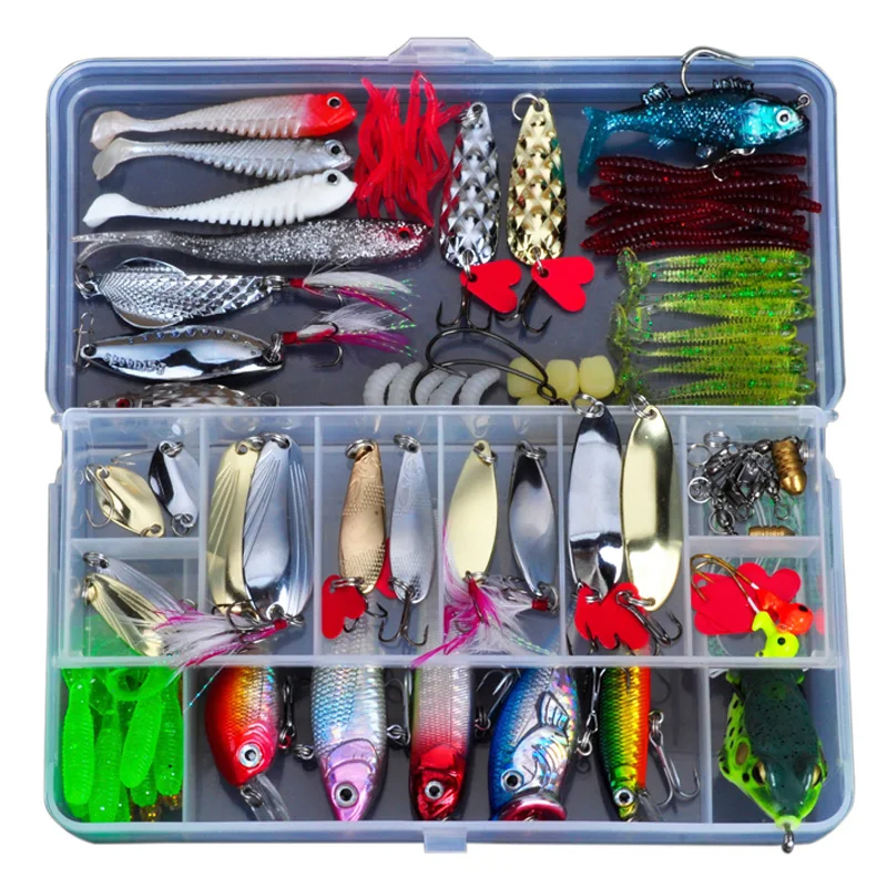 baratas TODOSBLUE Kit Isca de Pesca De Metal Atração Wobbler Isca Isca De Plástico Macio Sapo Isca