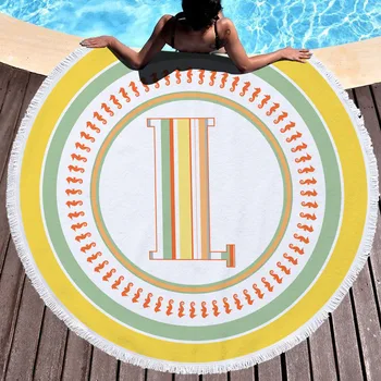 

Printed letters Blanket Women Bath Towel for Beach Thick Round 3d print Fabric Quick Compressed Towel new style-7