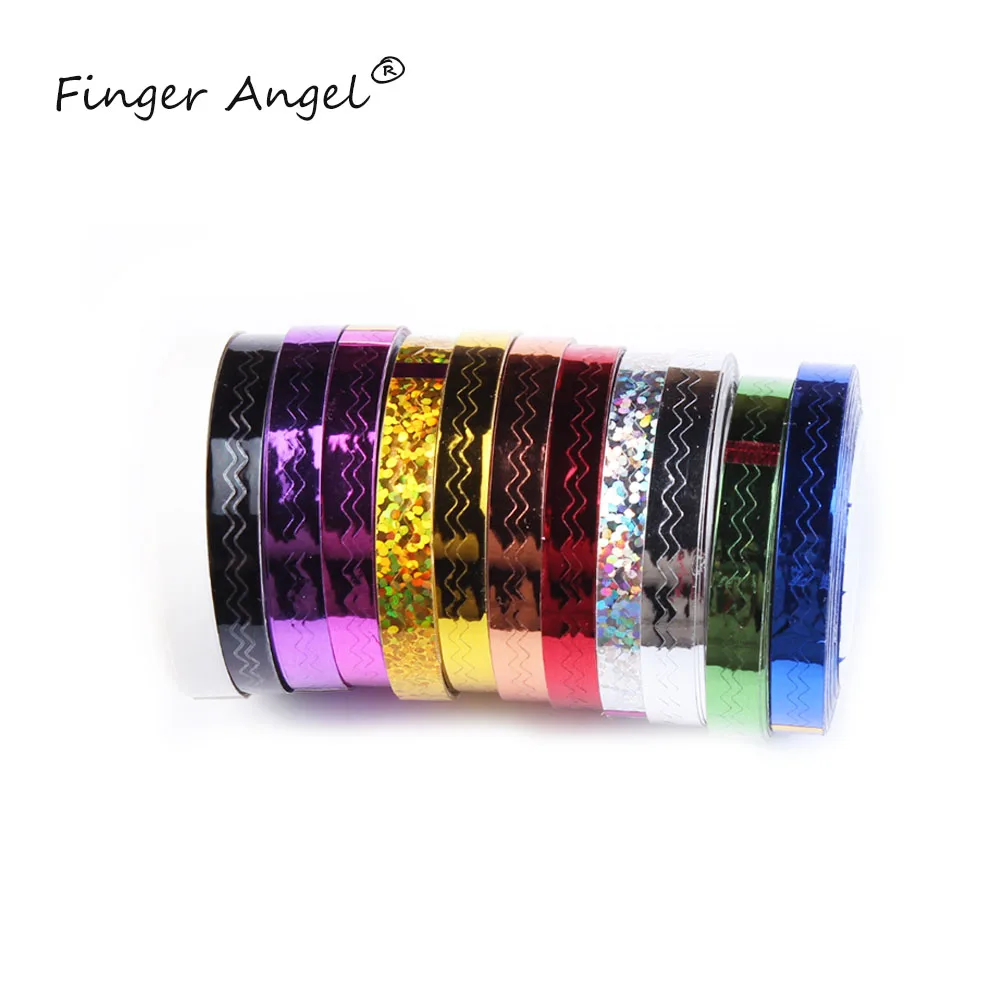 

Finger Angel Nail Art Wave Shape Striping Tape Line Mixed Colors Roll 1mm Manicure Stickers DIY Nail Tips Decoration Sticker