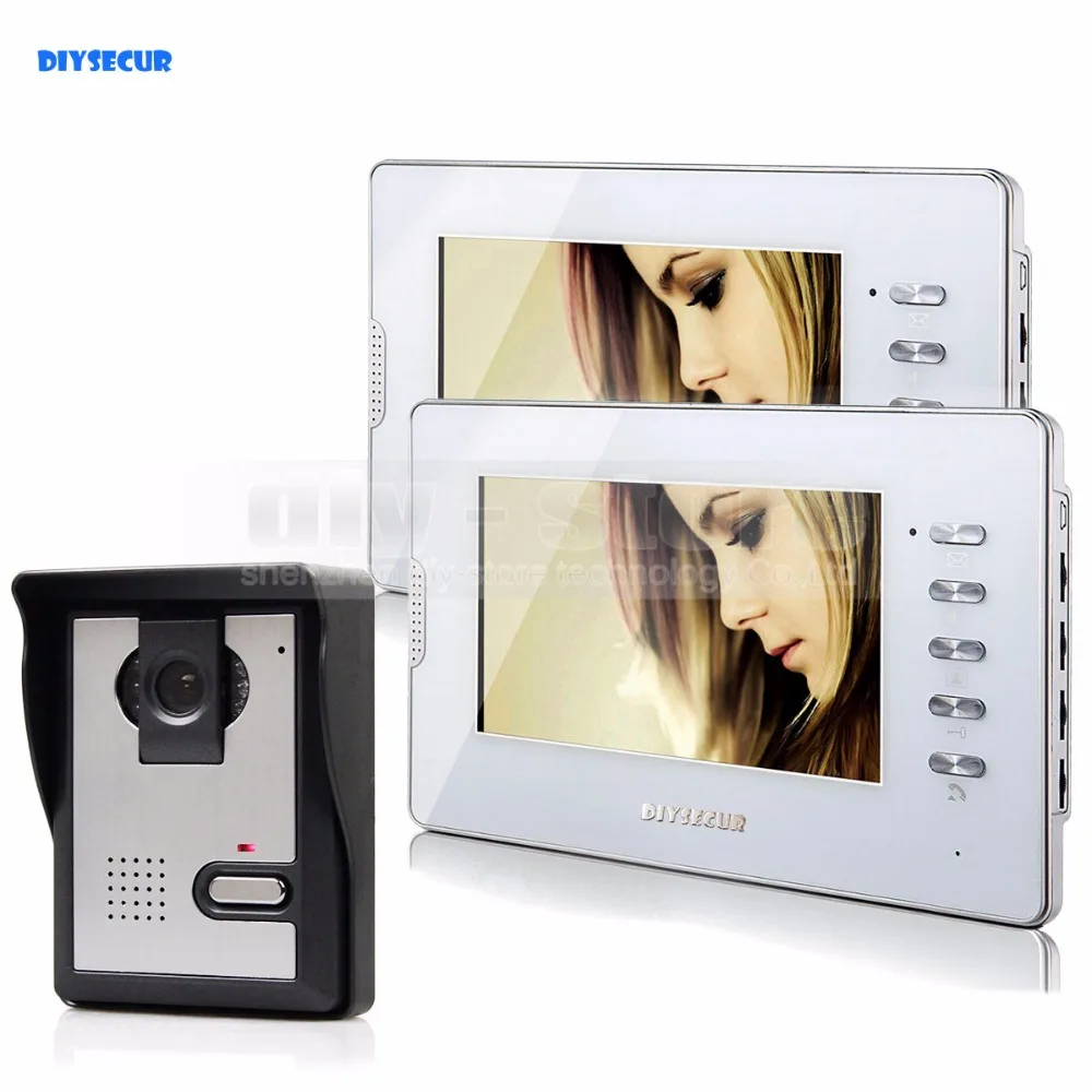 DIYSECUR Video Door Phone Doorbell Intercom System 600TVL IR Camera Monitor 7" TFT Color Display 1v2 | Безопасность и защита