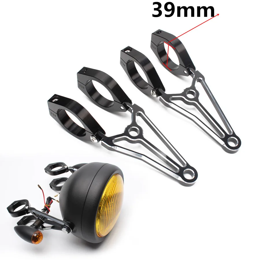

Black Aluminum Motorcycle Motorbike Headlight Mount Bracket Fork Head Lamp Holder 39mm Universal for Cafe Racer Honda Harley