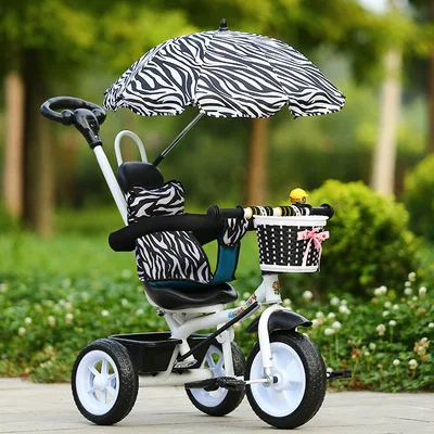 

Portable Carbon Steel Stroller Tricycle Bike Hand Push Three Wheels Stroller Child Bicycle Baby Ride on Car for 1-2-5 Years Old