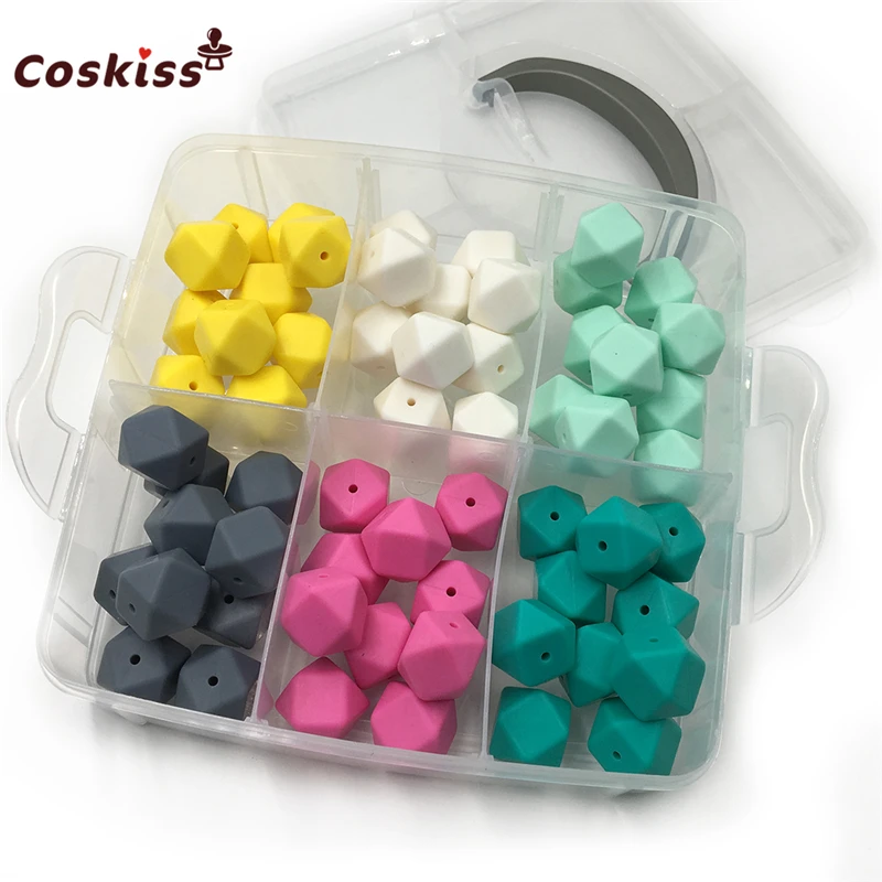 60 шт. шестигранные силиконовые бусины для детского прорезывателя 0 67 дюйма (17 мм) |