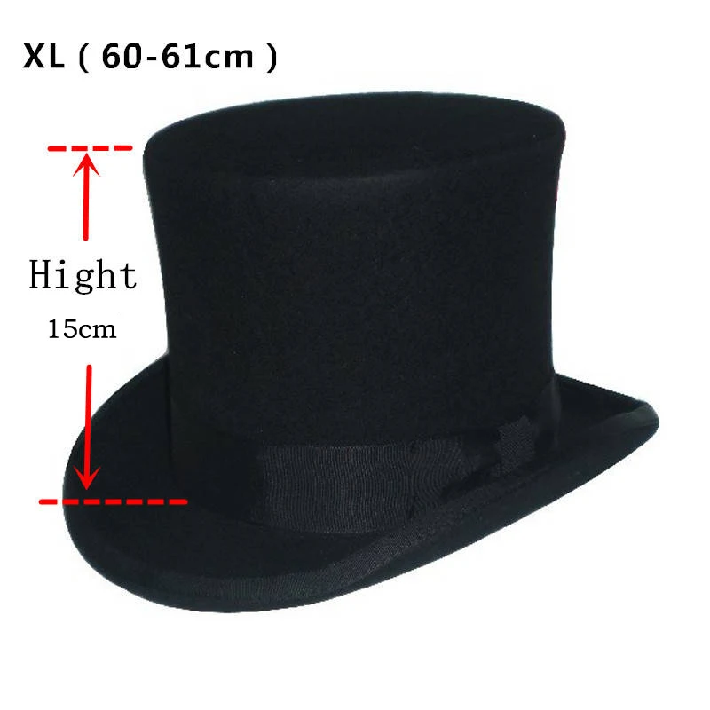 LUCKYLIANJI 15 см британский стиль черный стимпанк Mad Hatter Топ традиционная Шерсть Войлок Федора президент Линкольн Джентельмен шляпа