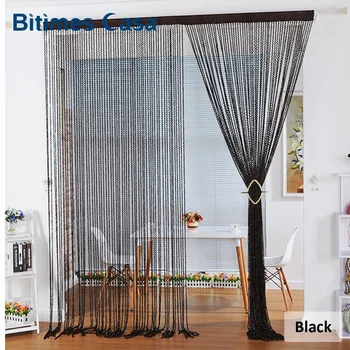 

New Style Spiral Solid Color String Curtain Door Curtain Hanger Room Divider With Tinsel Tassel W100L200 Home Decoration