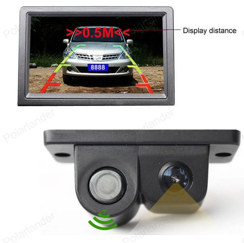 Автомобильный монитор 3 в 1, 4,3 дюйма, 2 видео входа со звуковым сигналом, парковочный датчик, камера, резервный радар, система заднего хода