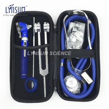 

Blue Color Stethoscope Hard Carrying Case with Fiber Optic Otoscope Tuning Fork Tendon Hammer Case