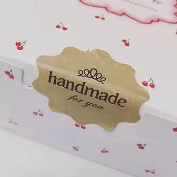 

2 sheets New Flower Round Design Handmade Thank You Series Kraft Paper Seal Sticker DIY