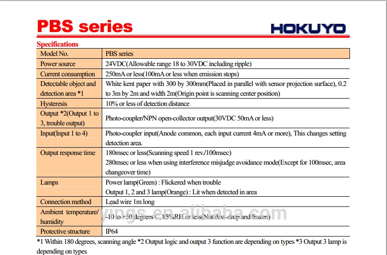 Hokuyo PBS 03JN 2d lidar sensor 3m