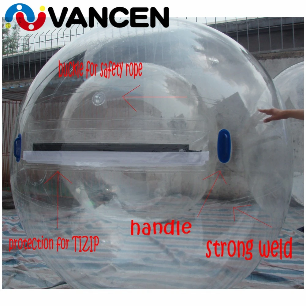 Прозрачный надувной водный мяч диаметром 2 м для спортивной игры 0,8 мм надувной шар из ПВХ с пузырьками