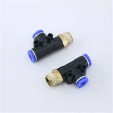 

PD Pneumatic Connector 4mm-12mm Hose Tube T Shape Tee Air Fitting 1/4" 1/8" 3/8" 1/2"BSPT Male Thread 3 Way Pipe Coupler