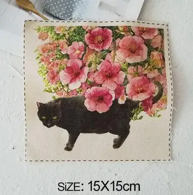 ZENGIA 15x15 см Felis chaus с рисунком кота, хлопковая льняная ткань для лоскутного шитья, декоративная холщовая ткань для сумок/живописи/украшения - Цвет: H8-7